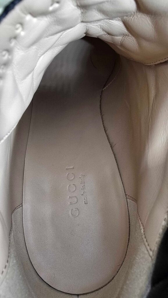 Gucci GG Supreme Canvas Quilted Leather Heeled Ankle Boots