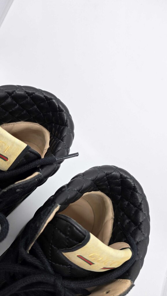 Gucci GG Supreme Canvas Quilted Leather Heeled Ankle Boots