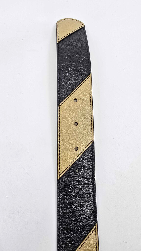 Gucci Calfskin Striped Textured Double G Belt