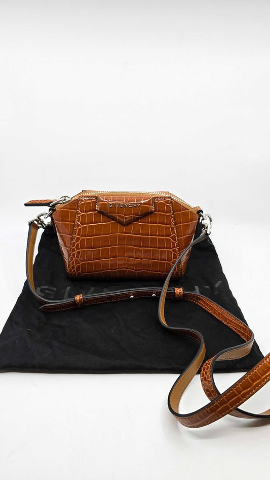 Givenchy Nano Antigona Satchel Crafted from Crocodile Embossed Leaher