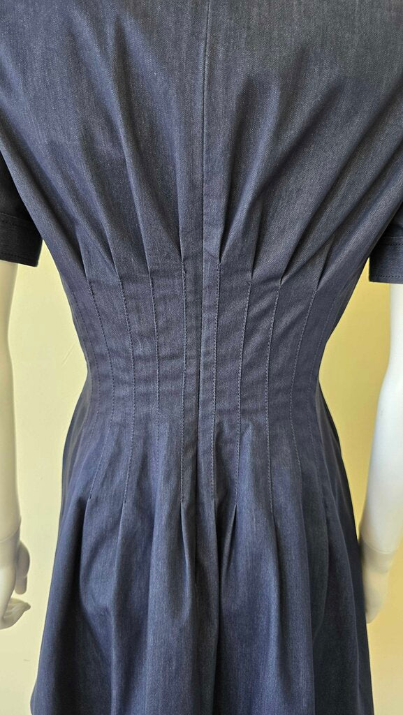 Carolina Herrera Pintuck Waist Stretch Denim Shirtdress