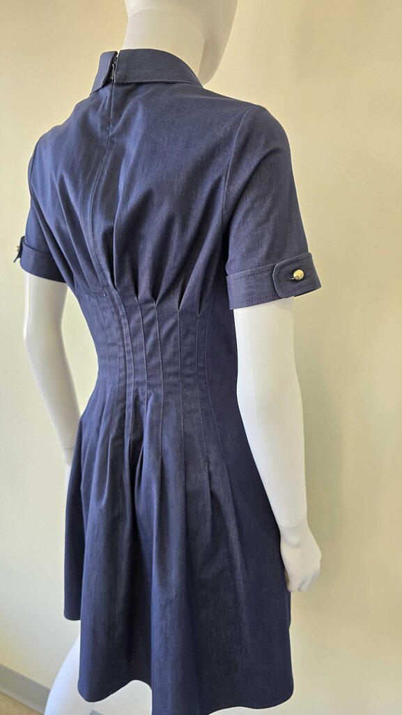 Carolina Herrera Pintuck Waist Stretch Denim Shirtdress