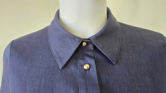 Carolina Herrera Pintuck Waist Stretch Denim Shirtdress