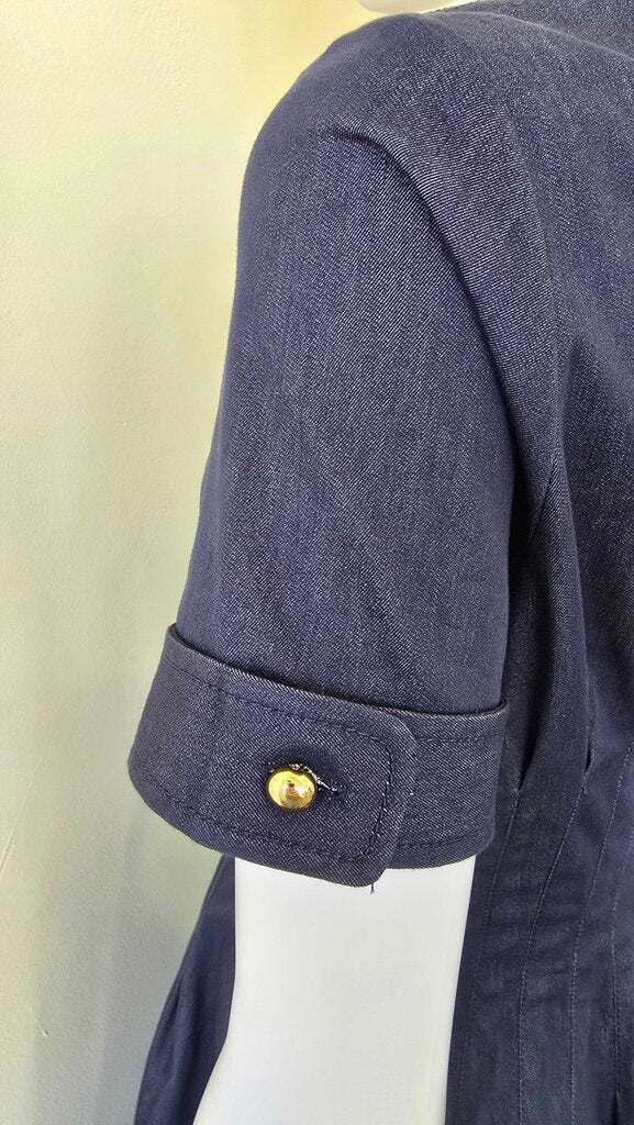 Carolina Herrera Pintuck Waist Stretch Denim Shirtdress
