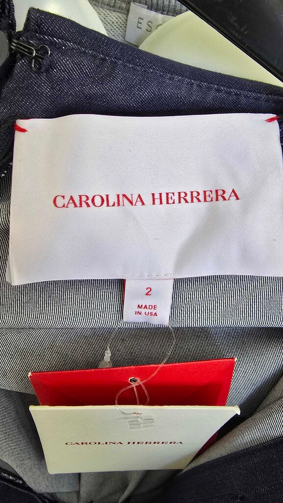 Carolina Herrera Pintuck Waist Stretch Denim Shirtdress
