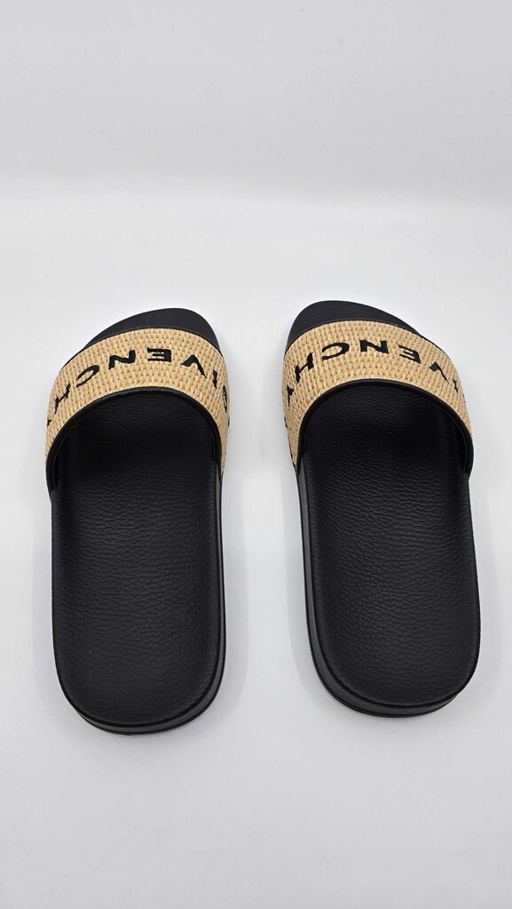 Givenchy Embroidered Logo Raffia Slide Sandals
