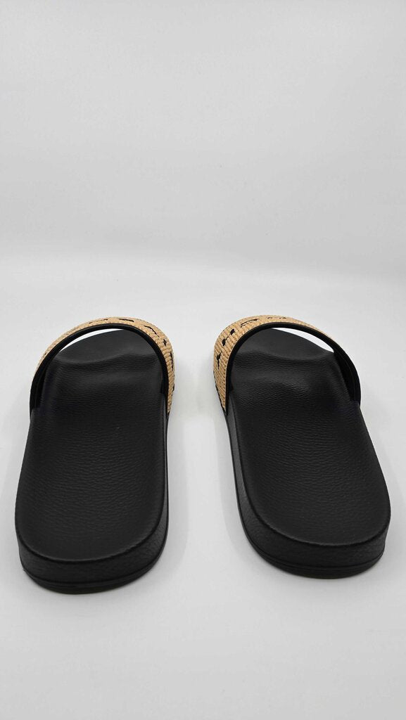 Givenchy Embroidered Logo Raffia Slide Sandals