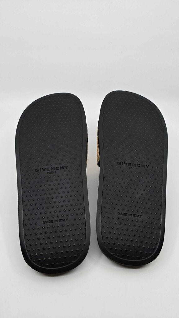 Givenchy Embroidered Logo Raffia Slide Sandals