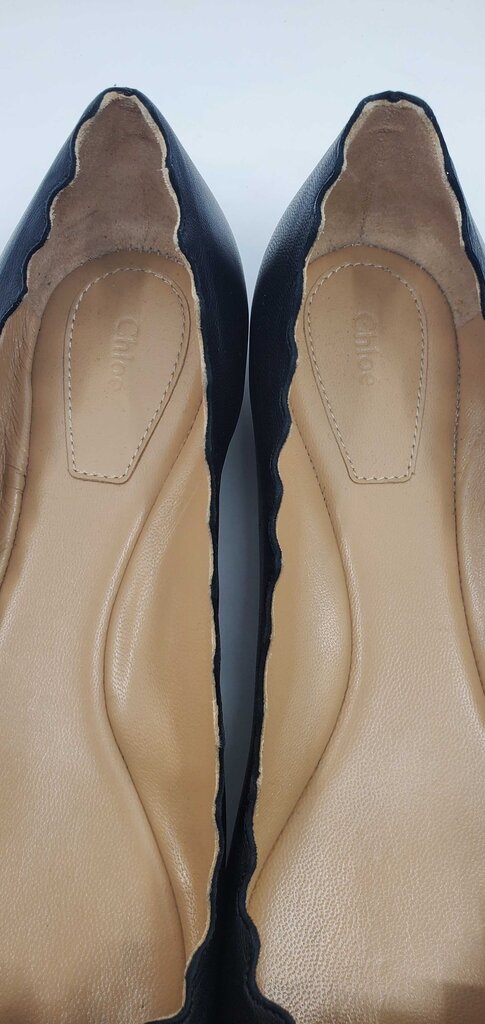 Chloe Lauren Scalloped Leather Ballet Flats