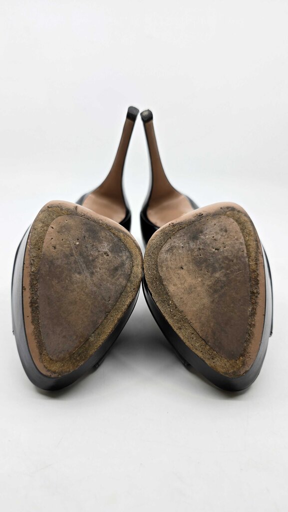 Prada Saffiano Leather Peep-Toe Platform Pumps
