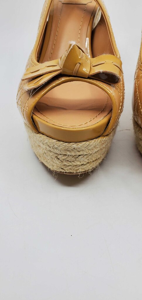 Christian Dior Vintage Patent Leather Cannage Espadrille Wedges