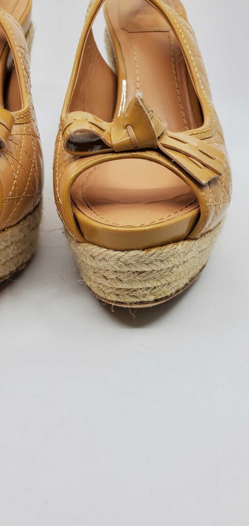 Christian Dior Vintage Patent Leather Cannage Espadrille Wedges