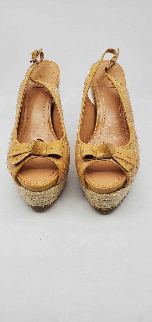 Christian Dior Vintage Patent Leather Cannage Espadrille Wedges