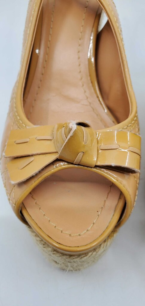Christian Dior Vintage Patent Leather Cannage Espadrille Wedges