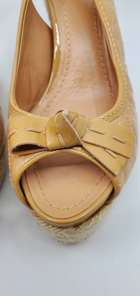 Christian Dior Vintage Patent Leather Cannage Espadrille Wedges