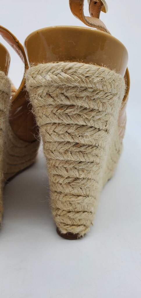 Christian Dior Vintage Patent Leather Cannage Espadrille Wedges