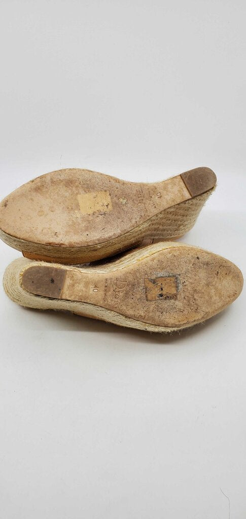 Christian Dior Vintage Patent Leather Cannage Espadrille Wedges