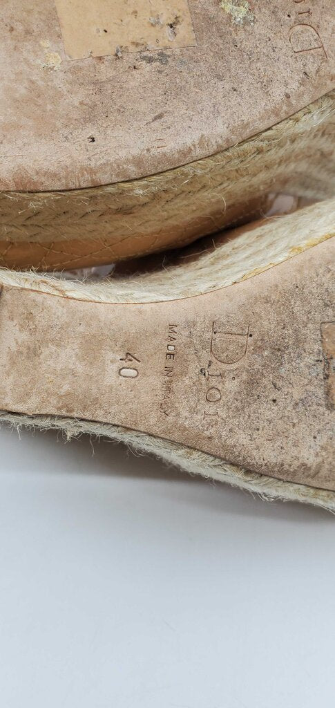 Christian Dior Vintage Patent Leather Cannage Espadrille Wedges