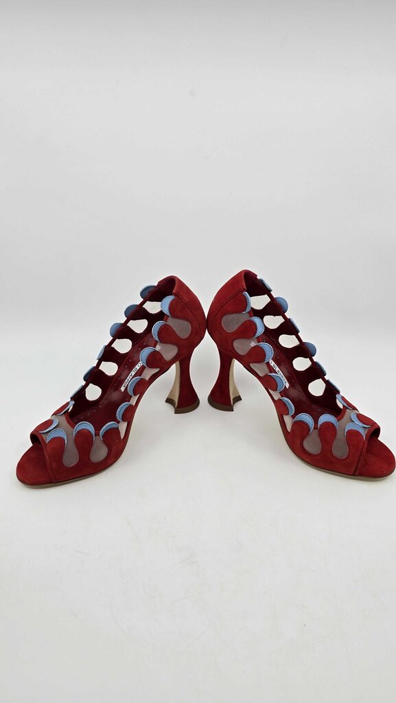 Manolo Blahnik Aziz kid suede open toe Pumps