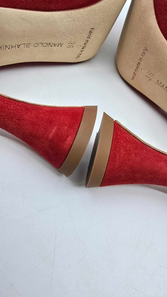 Manolo Blahnik Aziz kid suede open toe Pumps