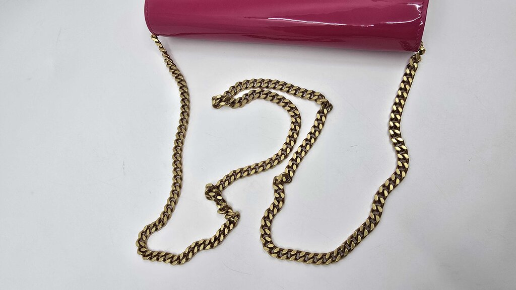 YSL Laurent Patent Calfskin Monogram Kate Wallet On Chain