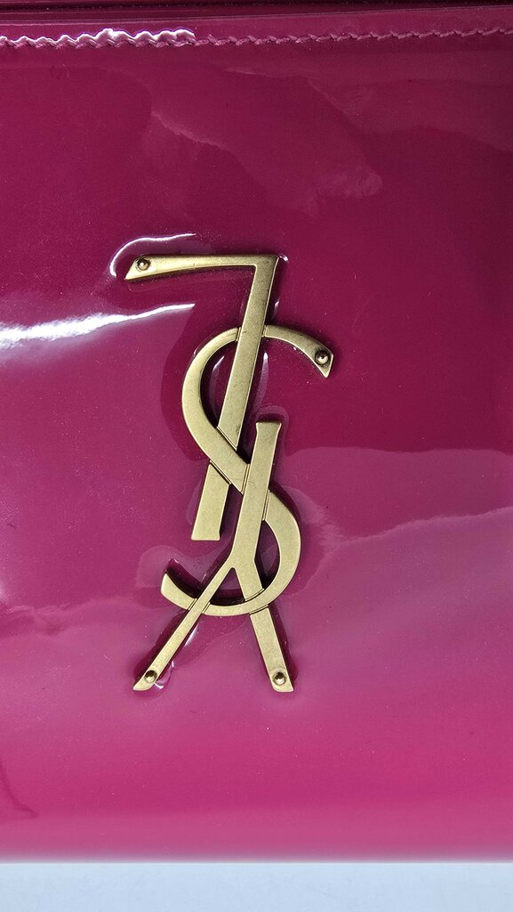 YSL Laurent Patent Calfskin Monogram Kate Wallet On Chain