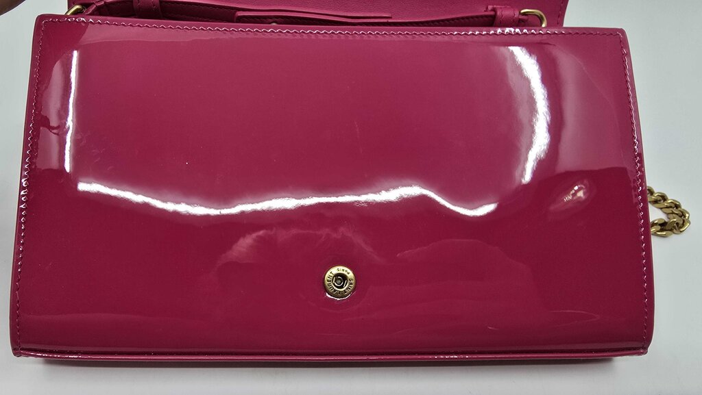YSL Laurent Patent Calfskin Monogram Kate Wallet On Chain
