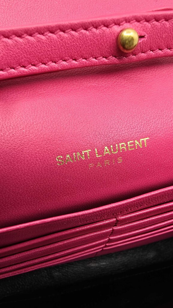 YSL Laurent Patent Calfskin Monogram Kate Wallet On Chain