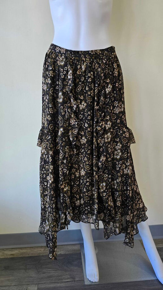 Ulla johnson ruffle floral midi skirt