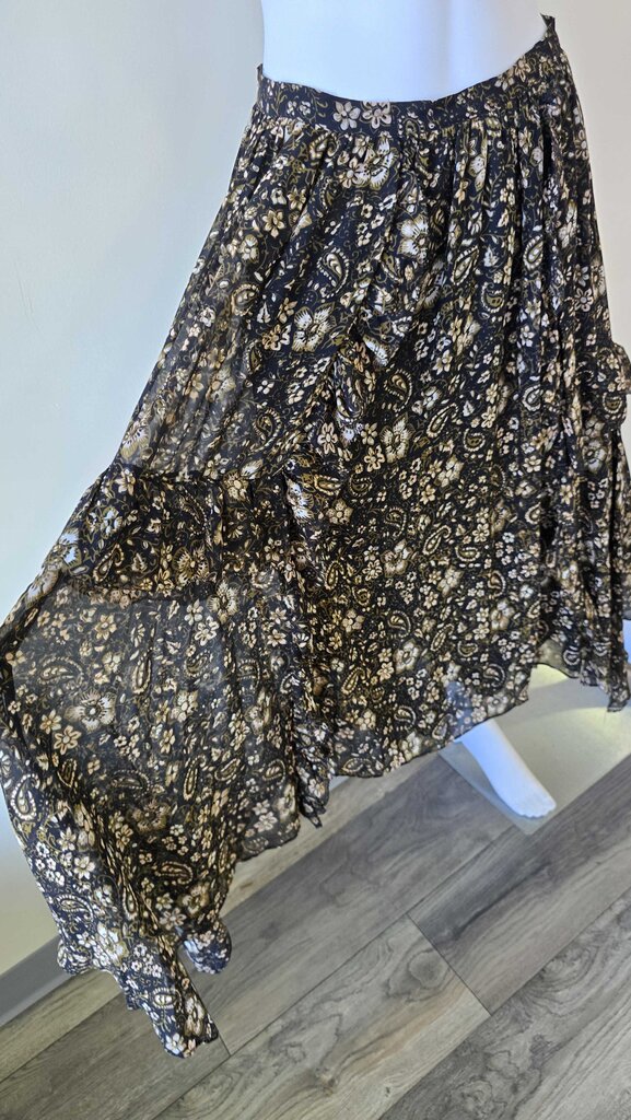 Ulla johnson ruffle floral midi skirt