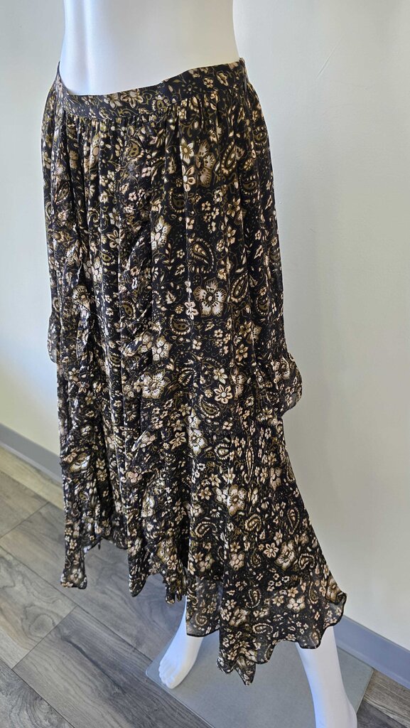 Ulla johnson ruffle floral midi skirt