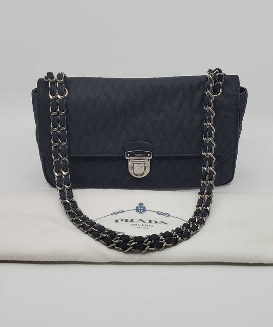 Prada Nylon Tessuto Impunture Quilted Flap