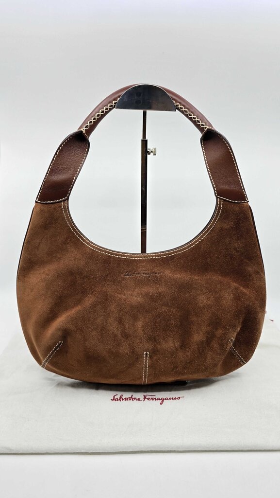 Salvatore Ferragamo Suede Hobo Shoulder Bag