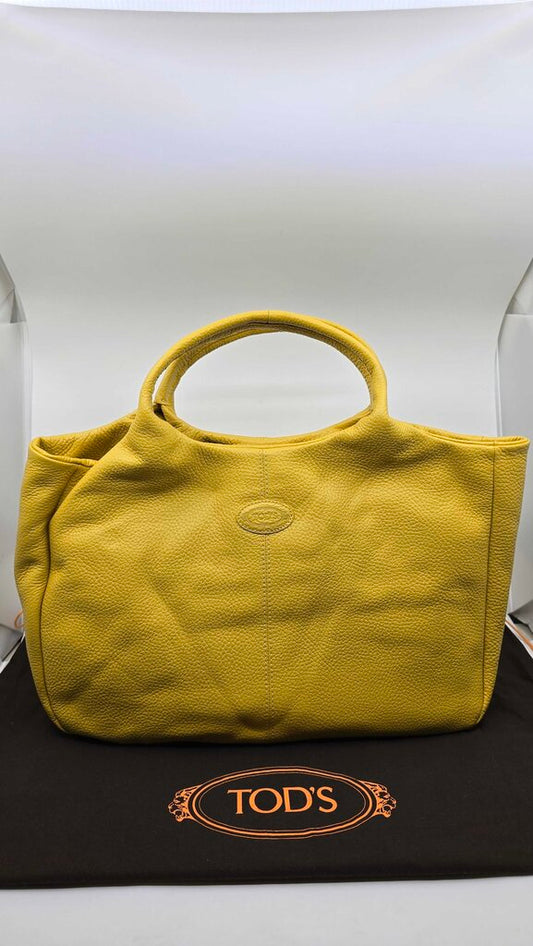 Tods Grained Leather Shopping Bag