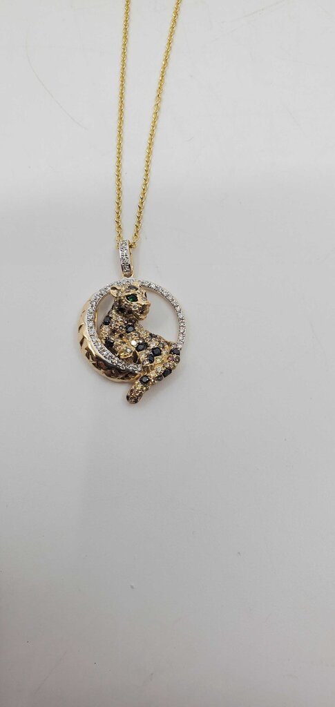 EFFY SIGNATURE 14KT YG MULTI COLOR DIA PANTHER NECKLACE
