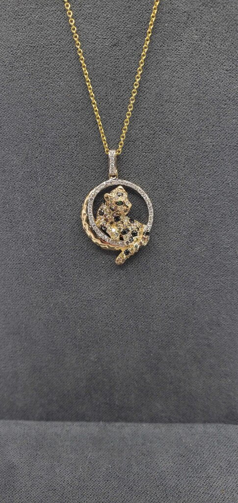 EFFY SIGNATURE 14KT YG MULTI COLOR DIA PANTHER NECKLACE