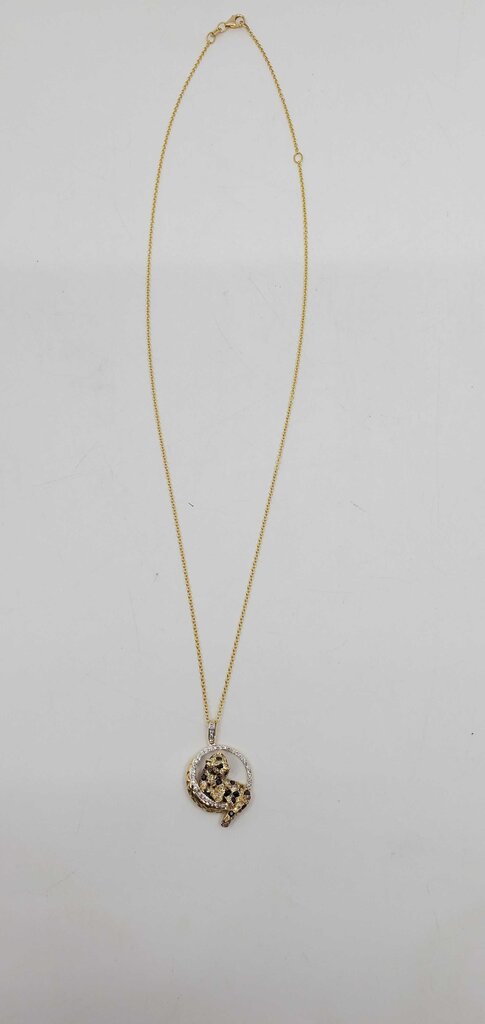 EFFY SIGNATURE 14KT YG MULTI COLOR DIA PANTHER NECKLACE