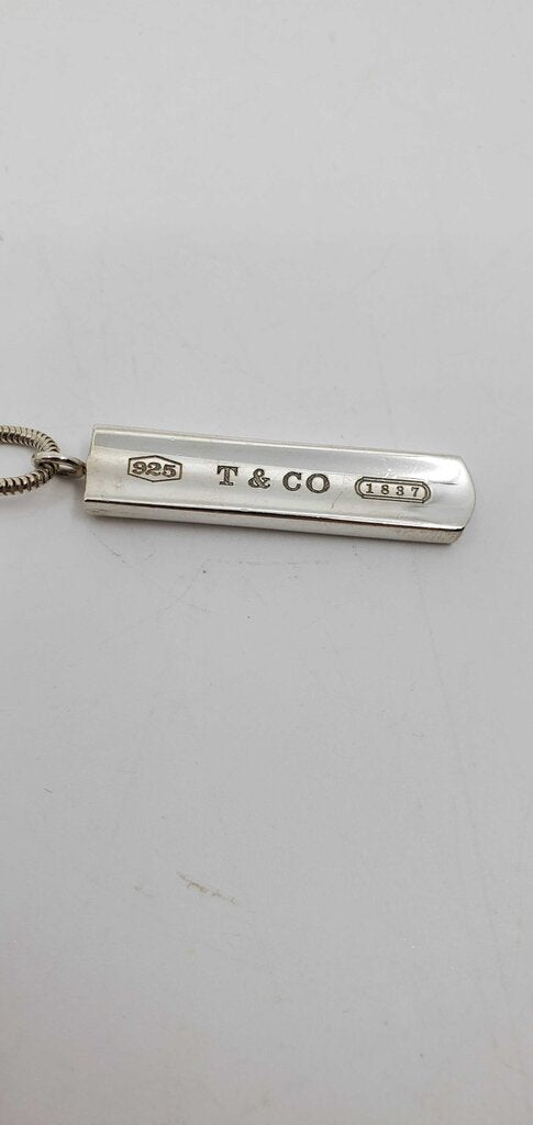 Tiffany & Co. Sterling 1837 Bar Pendant Snake Chain Necklace