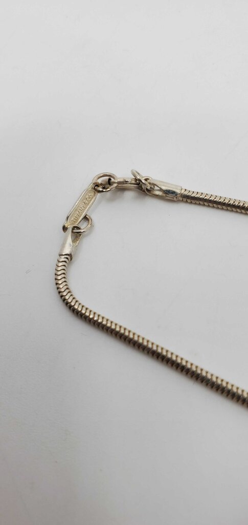 Tiffany & Co. Sterling 1837 Bar Pendant Snake Chain Necklace