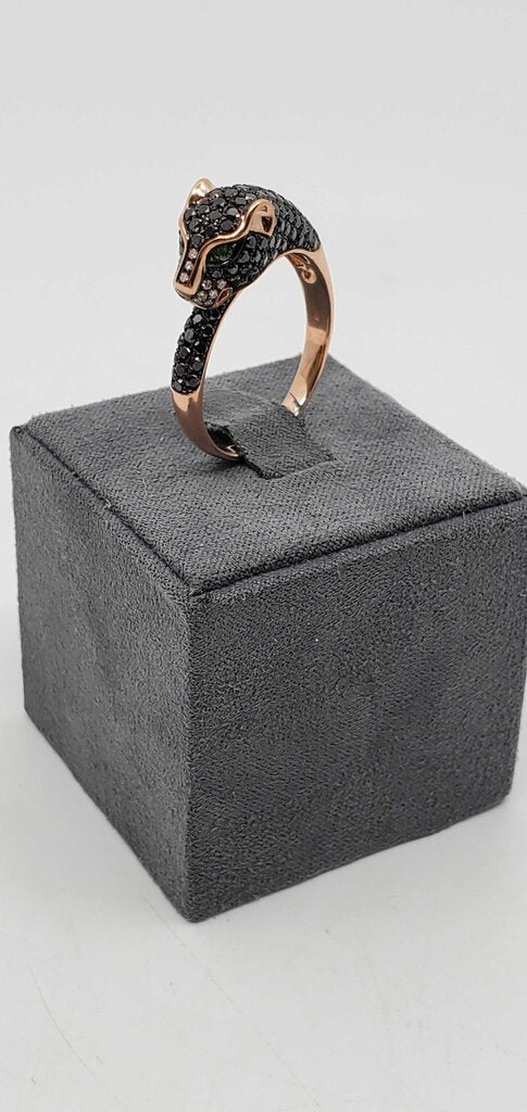 Effy Signature 14k Gold Black Diamonds & Tsavorite Panther Ring