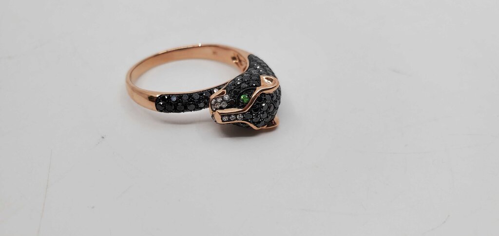Effy Signature 14k Gold Black Diamonds & Tsavorite Panther Ring