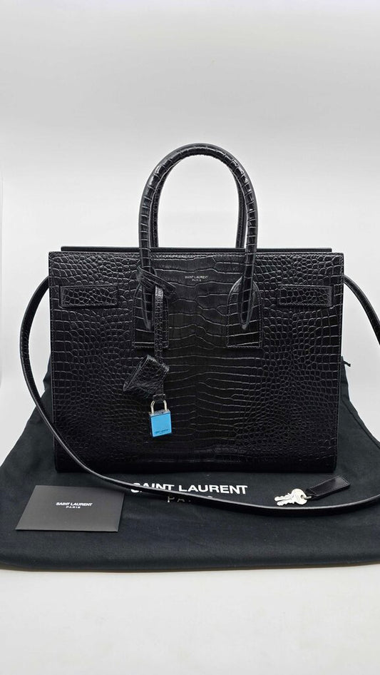 YSL Sac De Jour in Crocodile Embossed Leather