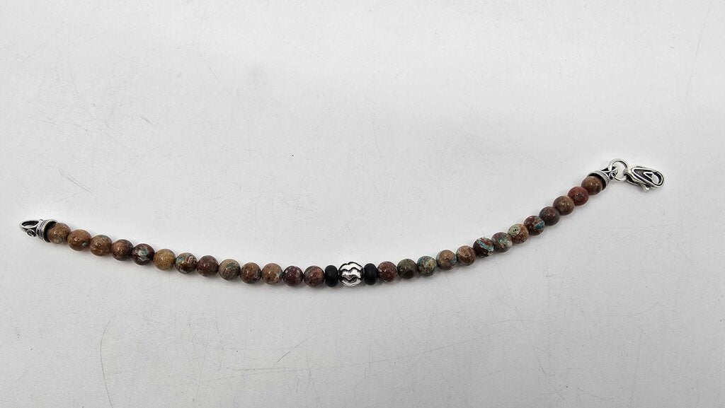 William Henry handcrafted bumblebee jasper gemstone bead and sterling silver bracelet