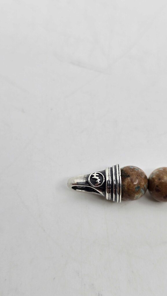William Henry handcrafted bumblebee jasper gemstone bead and sterling silver bracelet