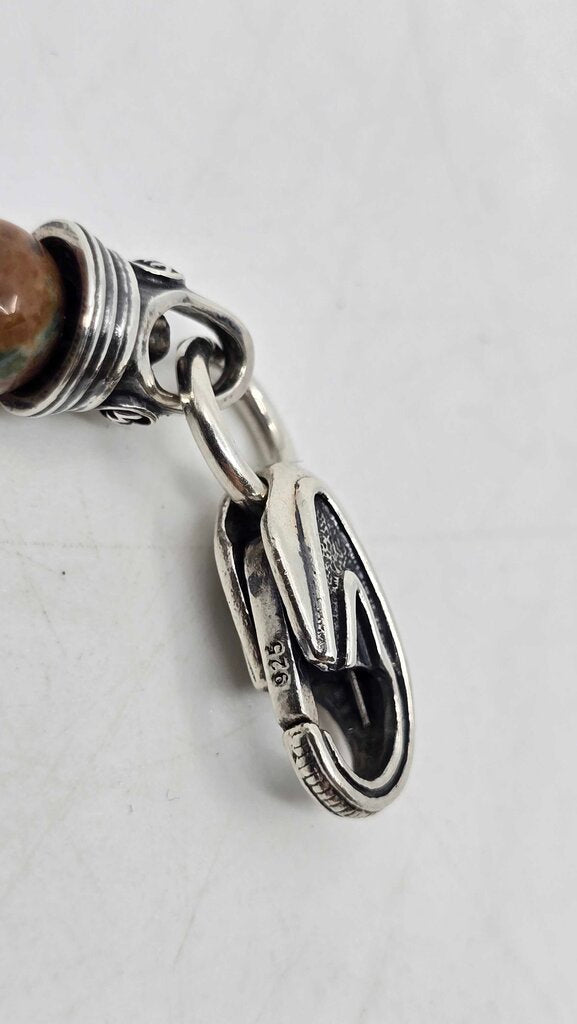 William Henry handcrafted bumblebee jasper gemstone bead and sterling silver bracelet