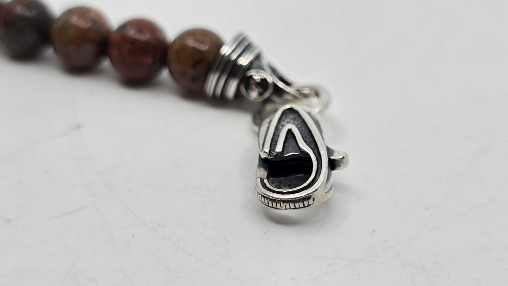 William Henry handcrafted bumblebee jasper gemstone bead and sterling silver bracelet