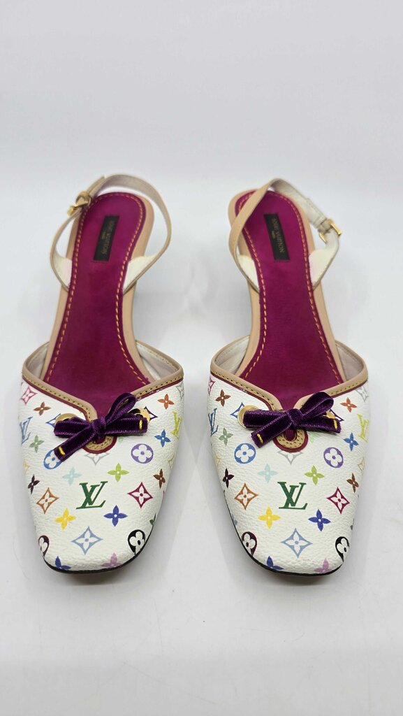 Louis Vuitton x Takashi Murakami monogram multicolore slingback heels