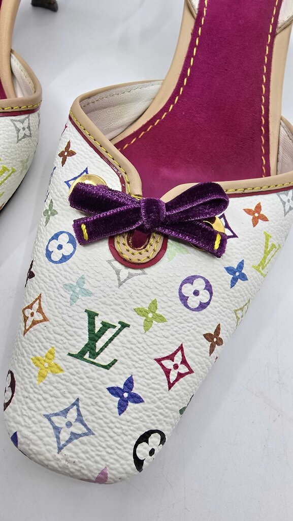 Louis Vuitton x Takashi Murakami monogram multicolore slingback heels