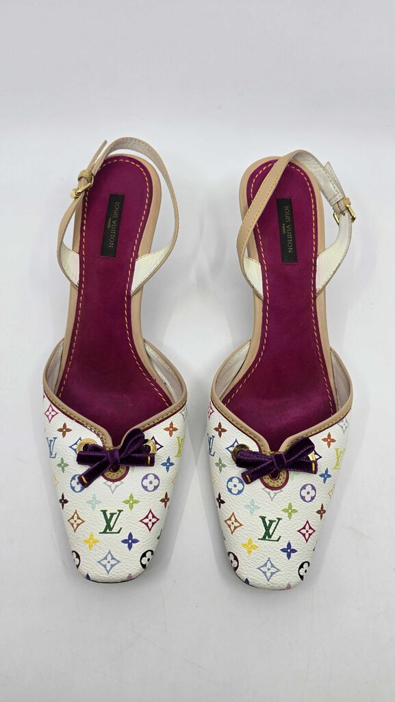 Louis Vuitton x Takashi Murakami monogram multicolore slingback heels