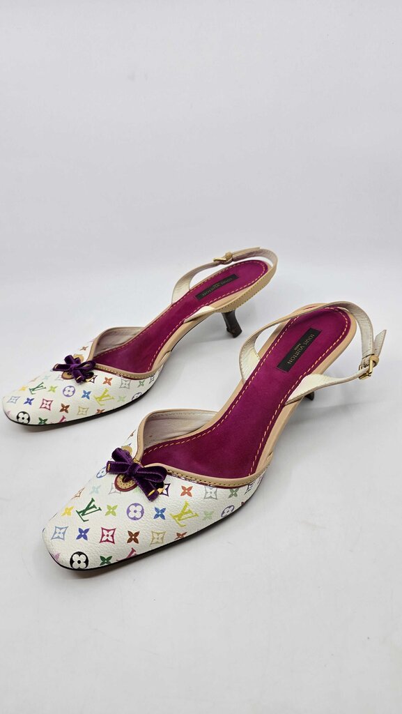 Louis Vuitton x Takashi Murakami monogram multicolore slingback heels